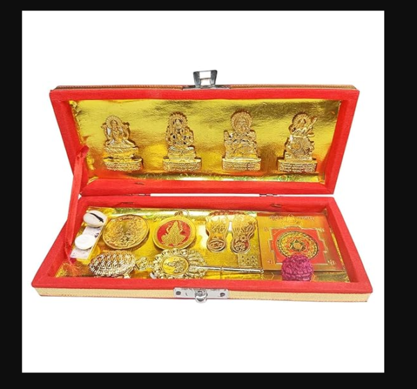 Shri Dhan Laxmi Kuber Bhandari Yantra, Varsha Kuber Bhandari Yantra for Diwali Pooja Dhanteras Puja Room Gift Golden
