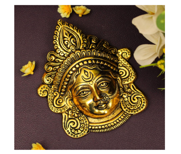 Durga Gold Finished Idol Brass God Idol Statue Idol Statue Showpiece for Home Office Figurine Religious Pooja Gift Living Room Decoration Home Décor - Durga Face