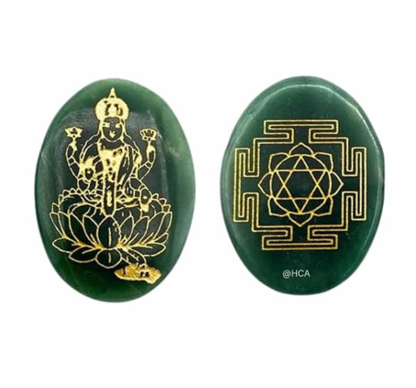 Honest Crystal GREEN JADE SHREE YANTRA LAXMI ZIBU COIN Pre-Energized Natural Laxmi Zibu Symbol Money Coin For Financial Growth, Fortune, Reiki Healing, Vastu, Home Office Table Decor