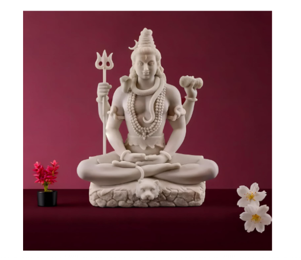 White Shiva Matte Finish Decorative Idol – Unique Design for Desk, Car, and Home Décor | Statue Figurine Gift for Office Desk, Puja Room, and Gifting Purposes