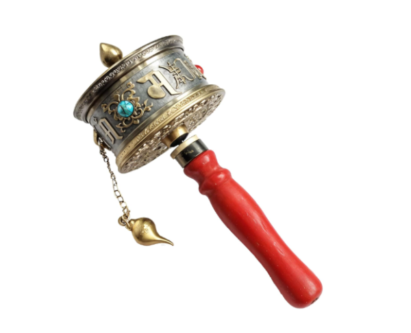 Om Mani Padme Hum Engraved Buddhist Tibetan Hand Rotating Prayer Wheel, for Prosperity and Wisdom, Buddhist Mani Wheel for Praying, Blessing, Meditation, Healing, Relaxing, Yoga
