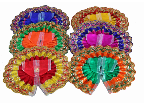 Ladoo Gopal Poshak | Krishna God Dress | Bhagwaan Ki Poshaak | Dev Vastra - (Set of 6) - for Size 1 (Small/Medium Size) Laddu Gopal Idols