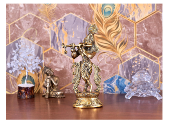 Whale Metal Hindu God Lord Krishna Bhagwan Lord Krishna Idol Statue Murti