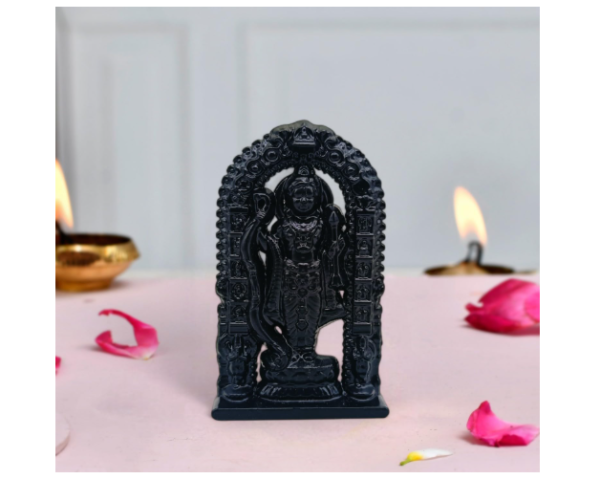 Metal Ram Lalla Idol for Car Dashboard Home Office Decoration Antique Lord Ayodhya Ram Idol Statue Shree Ram Lalla Murti for Puja Worship Temple Decor Housewarming Gifts (Black)