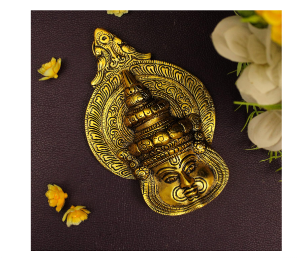 Gold Finished Kadhakali Idol Brass God Idol Statue Idol Statue Showpiece for Home Office Figurine Religious Pooja Gift Living Room Decoration Home Décor - Kadhakali Face