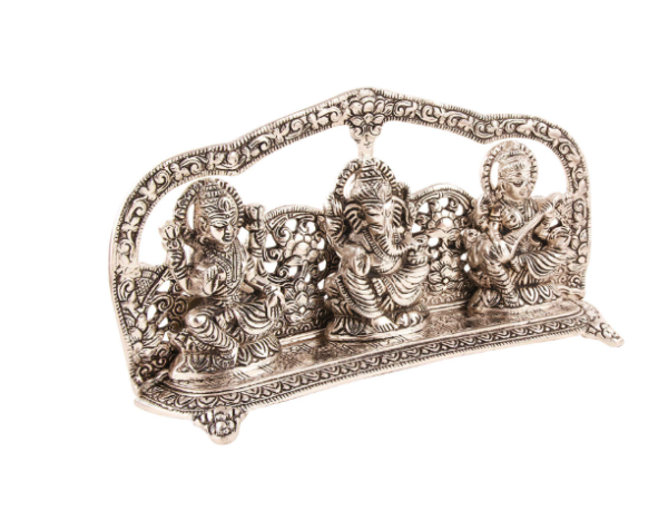 Ganesh Sarswati Idol Showpiece in Metal Lakshmi Ganesh Sarswati Statue | Diwali Home Decoration Items | for Diwali Puja