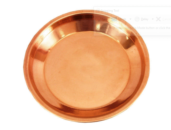 Copper Pooja Thali Plate, Copper Taman for Pooja (8 inch)