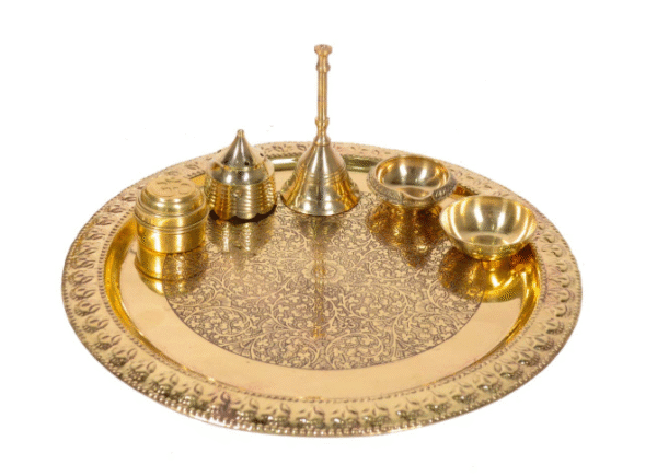 10" Brass Pooja Thali Set of 6 Pcs