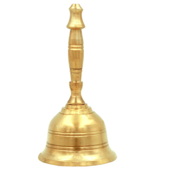 GOL Ghanti for Pooja & Rituals | Pure Brass Bell for House & Temple Prayers | Puja Mandir Bell for Arti | Puja Essentials for Home Mandir | Traditional Pooja Item – 9.5 cm, 110g
