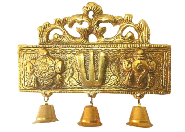 Metal Shankh Chakra Namah Of Lord Vishnu Tirupati Balaji | Shankha Chakra Tilak Shankha Gada Padma Gold Plated Wall Hanging, Home Temple Office Table Home Pack Fo 1